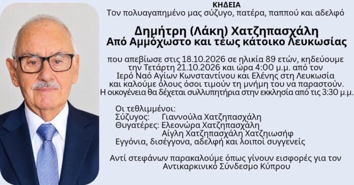 Θλίψη για Λάκη Χατζηπασχάλη
